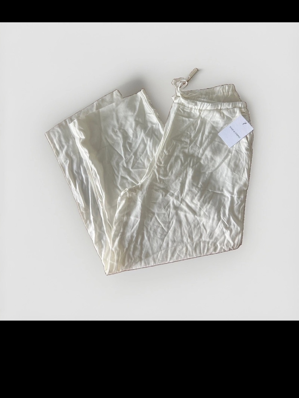 Solid & Striped Women Mid-Rise Drawstring Linen Blend Pull-On Pants - white S - Picture 7 of 9